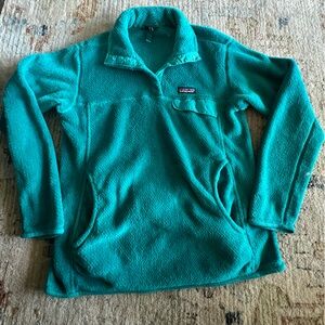 Patagonia Teal Fleece Plush Pullover Womens L